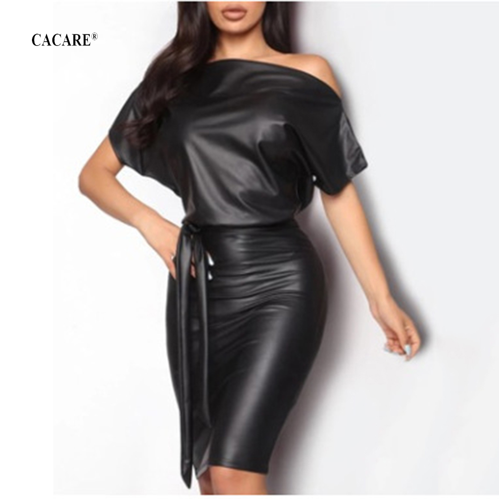 Fake Leather Dress Women Elegant Imitation Leather Slimming Dress F2951 Black Short Sleeve Waist Belt -XL CACARE
Fake Leather Dress Women Elegant Imitation Leather Slimming Dress F2951 Black Short Sleeve Waist Belt -XL CACARE