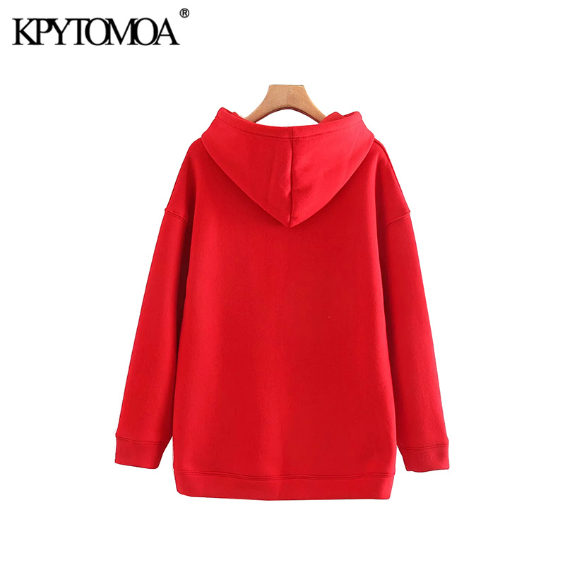 Vintage Stylish Oversized Solid Sweatshirts Women Fashion Adjustable Hooded Long Sleeve Loose Female Pullovers Chic Tops 201202