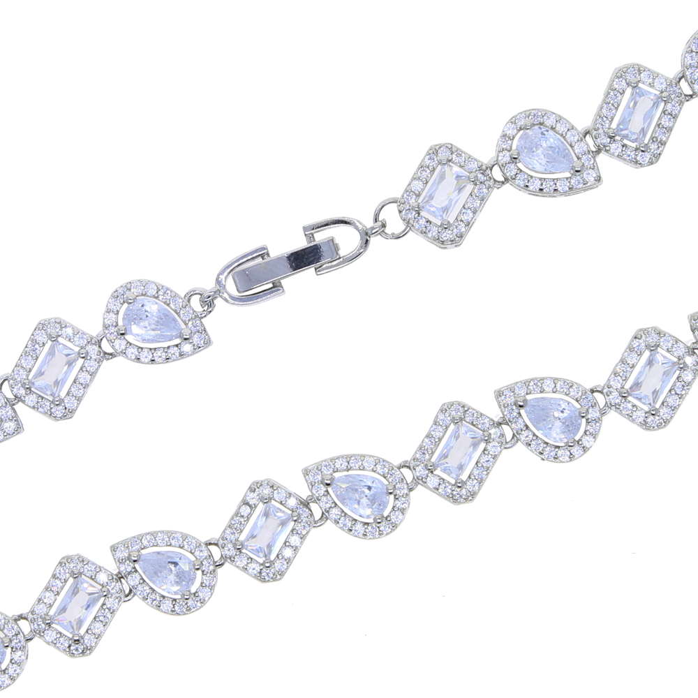 Iced out Cz Chocker Hip Hop Necklace With Tear Drop Square Baguette Cubic Zircon Charm Necklace For Women Wedding Jewelry