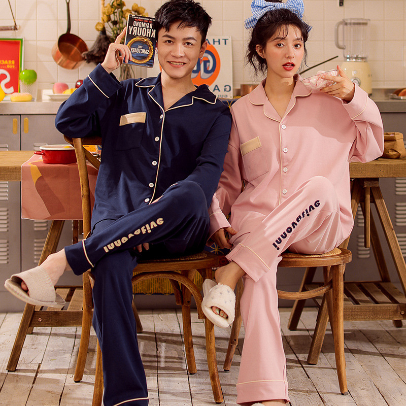 Couple Pajamas Set Plaid Sleepwear Autumn Winter Cotton Pyjamas Suit Women & Men Long Sleeve Pijama Lovers Night Wear Button 201027