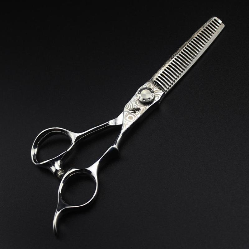Inch Damascus Japan 440c Professional Hairdressing Scissors Set 62HRC Straight & Thinning Cutting Haircut Barber Styling Tool1