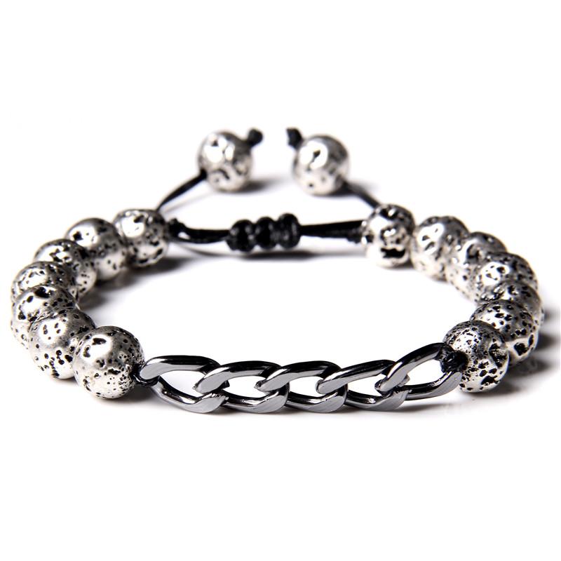 Fashion Natural Volcanic Lava Stone Metal Chain Charm Bracelet Adjustable Rope Handsome Cool Men Rock Labradorite bracelet gift
Fashion Natural Volcanic Lava Stone Metal Chain Charm Bracelet Adjustable Rope Handsome Cool Men Rock Labradorite bracelet gift