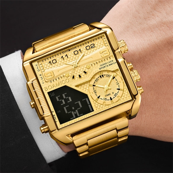 BOAMIGO 2021 New Top Brand Luxury Fashion Men Watches Gold Stainless Steel Sport Square Digital Analog Big Quartz Watch for Man, Black pi
BOAMIGO 2021 New Top Brand Luxury Fashion Men Watches Gold Stainless Steel Sport Square Digital Analog Big Quartz Watch for Man, Black pi