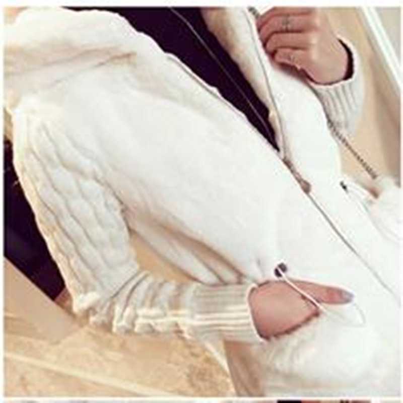 Spring Autumn Jacket Women Hooded Coat Furry Faux Fur Knit Sweater Coat Big Pocketswomen Coats And Jacket Plus Size Women Jacket T200111