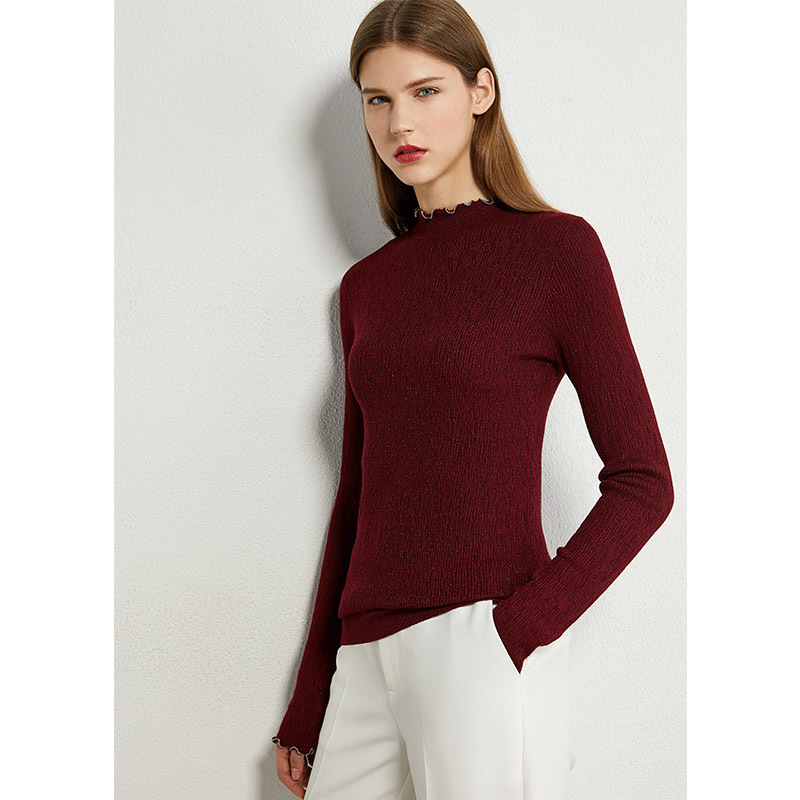 AMII Minimalism Autumn Fashion Women Sweater Solid Pleated Slim Fit Turtleneck Sweater Female Pullover Tops 12060102 201017
