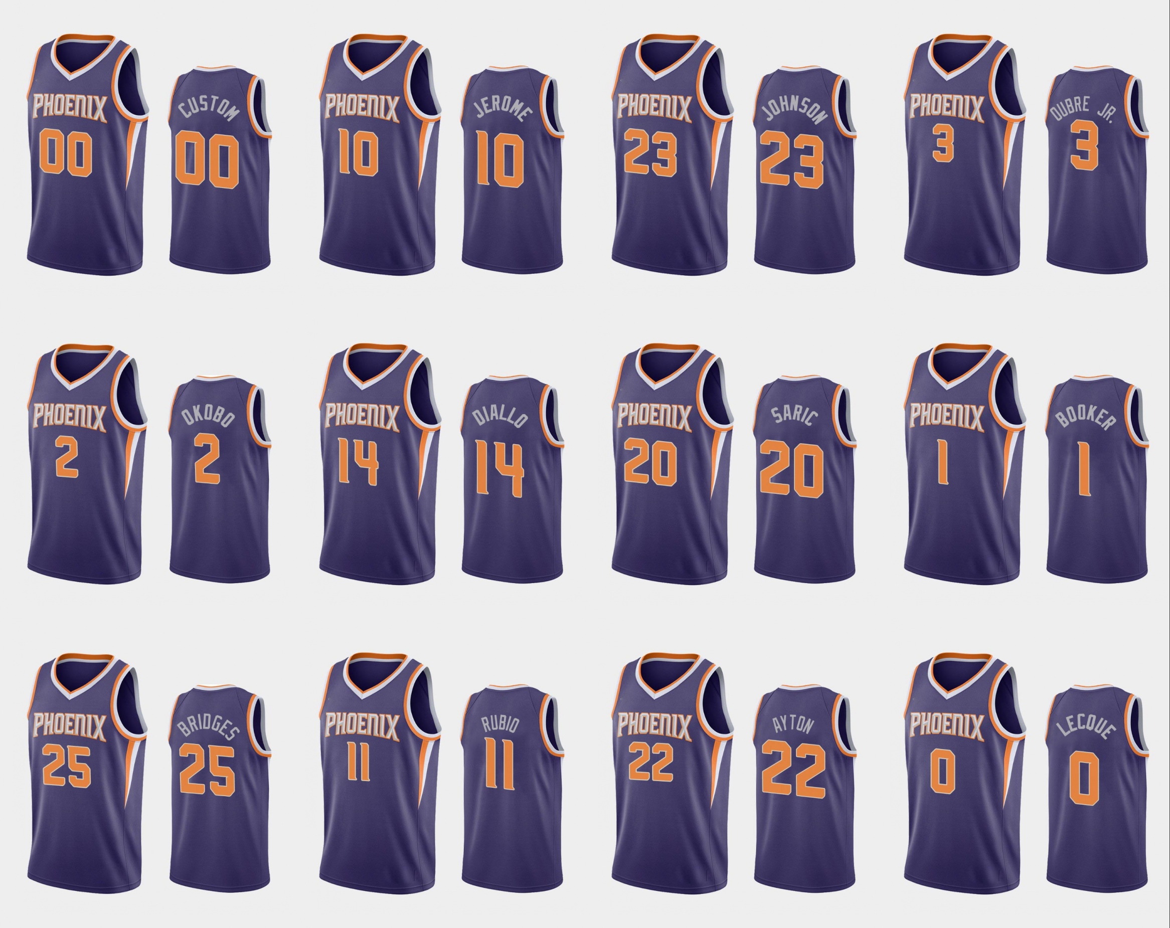 Phoenix Suns Men Kelly Oubre Jr. DeAndre Ayton Devin Booker Ty Jerome NBA Purple Custom 2020 Icon Basketball Jersey, Black
Phoenix Suns Men Kelly Oubre Jr. DeAndre Ayton Devin Booker Ty Jerome NBA Purple Custom 2020 Icon Basketball Jersey, Black