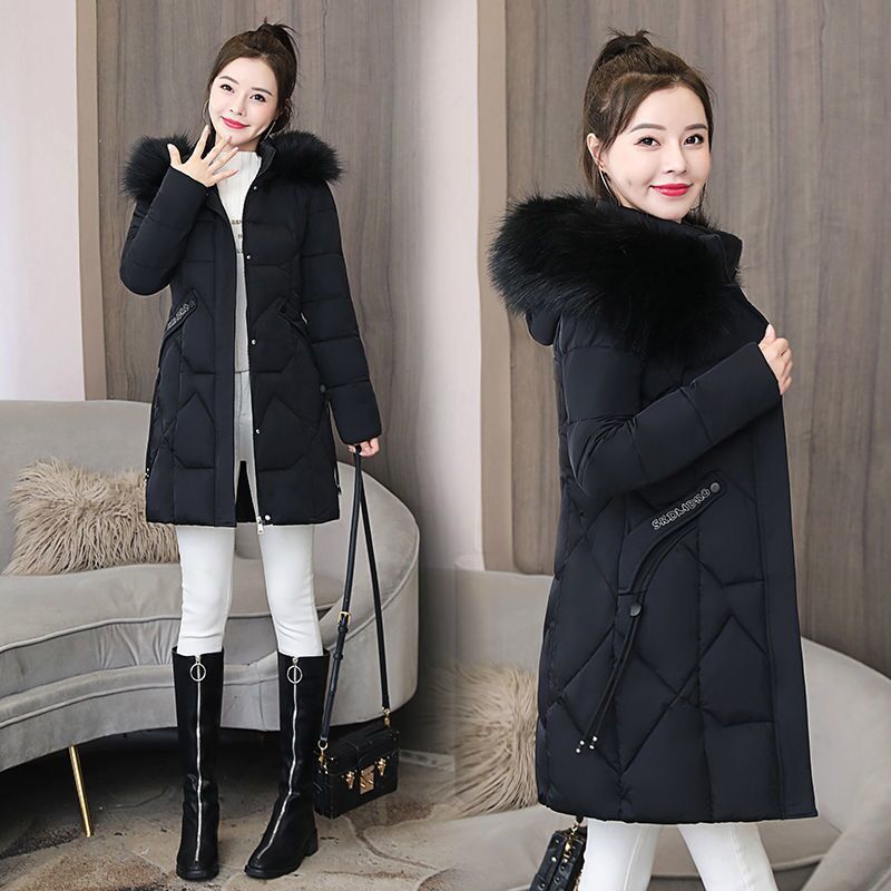 SWREDMI Winter Jacket Women Fashion Large Fur Collar Winter Coats Hooded Long Cotton Padded Clothing Ladies Plus Size 4XL 201027