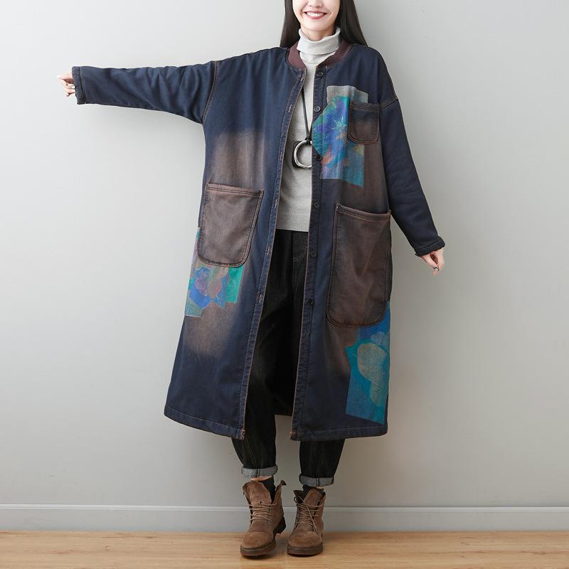 Johnature Winter Fashion Retro Korean Floral Print Pockets Plush Long Coat 2020 New Loose Comfortable Plus Size Women Thick Coat, Navy blue
Johnature Winter Fashion Retro Korean Floral Print Pockets Plush Long Coat 2020 New Loose Comfortable Plus Size Women Thick Coat, Navy blue