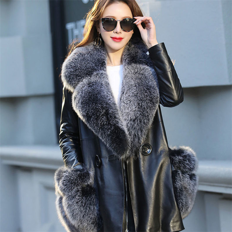2021 New Women Winter Female Pu Jackets Large Faux Fox Fur Overcoat Solf Leather Coat Plus Size -7xl Y677 Qn33, Black
2021 New Women Winter Female Pu Jackets Large Faux Fox Fur Overcoat Solf Leather Coat Plus Size -7xl Y677 Qn33, Black
