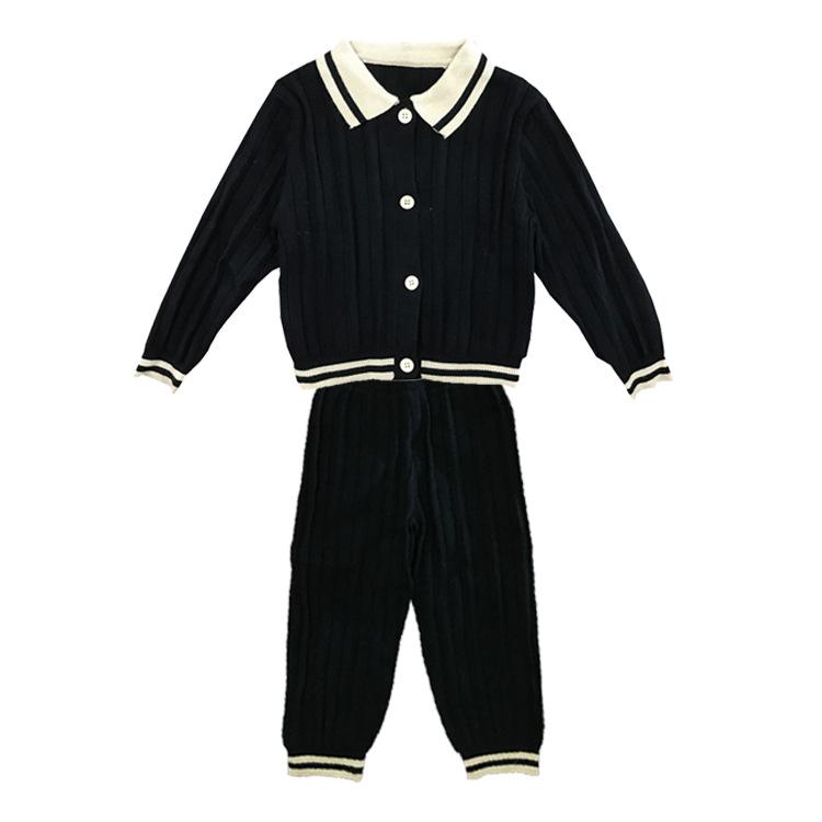 Clothing Sets 2021 Autumn Arrival Girls Fashion Knitted 2 Pieces Suit Coat+pants Kids Clothes Girl Set