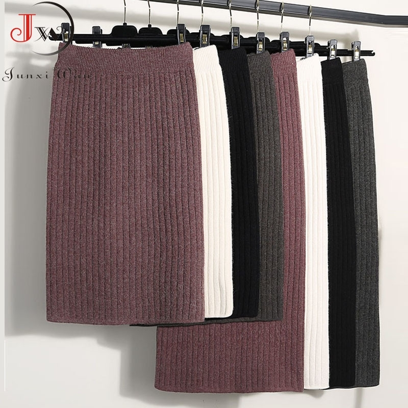 Autumn Winter Women Long Skirt Elastic Waist Warm Knitted Straight Slim Elegant Black Pencil Skirts faldas jupe femme Y200326, 63cm coffee
Autumn Winter Women Long Skirt Elastic Waist Warm Knitted Straight Slim Elegant Black Pencil Skirts faldas jupe femme Y200326, 63cm coffee