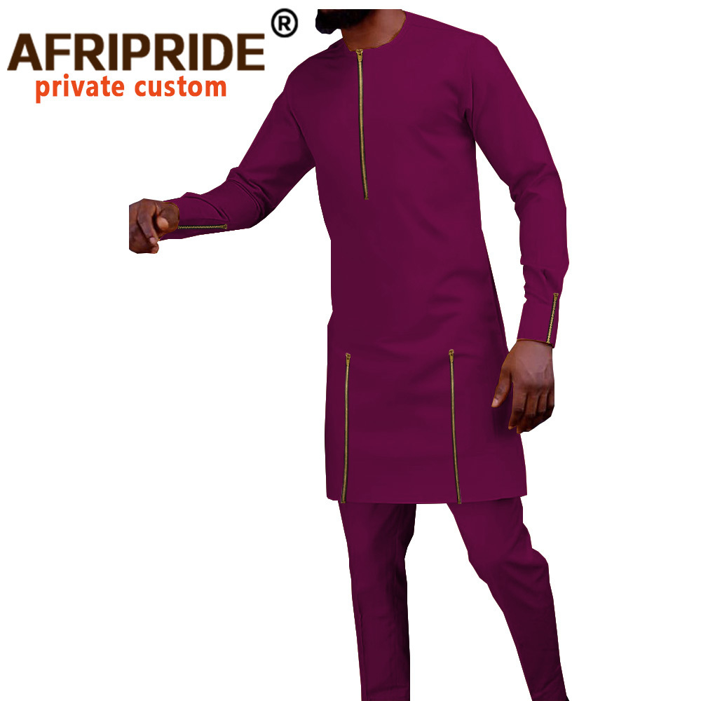 Tracksuit Men African Clothing Dashiki Shirts and Trouser 2 Piece Set Outfits Bazin Riche Long Sleeve Plus Size Attire A028 201109