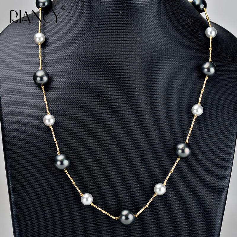 New Fashion black shell Imitation pearl necklace Sweater chain two-tone necklace Female 8mm 10mm Gradient 60cm shell
New Fashion black shell Imitation pearl necklace Sweater chain two-tone necklace Female 8mm 10mm Gradient 60cm shell