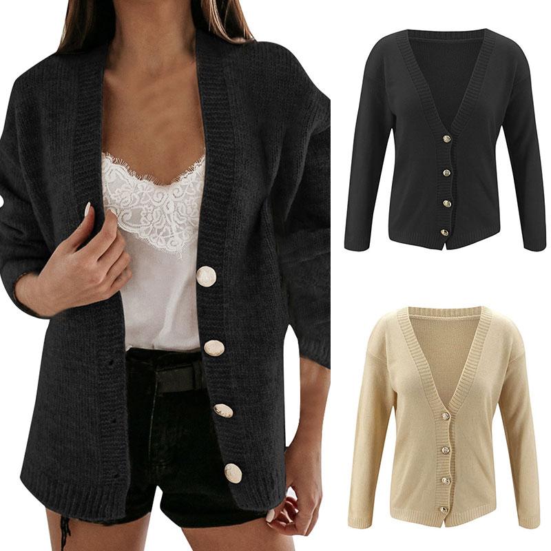 New Autumn Knit Cardigans Female Solid Color Knitwear V Neck Loose Sweaters Women Single Breasted Jacket Coat Tops Outerwear, Apricot
New Autumn Knit Cardigans Female Solid Color Knitwear V Neck Loose Sweaters Women Single Breasted Jacket Coat Tops Outerwear, Apricot