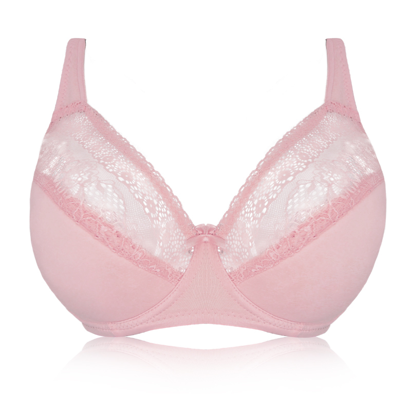 Women Padded Lace Bra Underwire Full Coverage Sheer Supportive Lace Bra Top Plus Size 40 42 44 46 48 50 52 DD DDD E F G Cup 201202