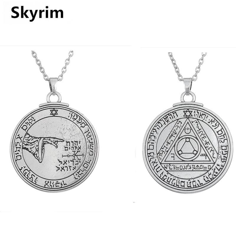 Skyrim Unique Double-side Pendant Necklace Wicca Compass Mathematics/Moon Talisman Key of Solomon Round Charm Fashion Jewelry
Skyrim Unique Double-side Pendant Necklace Wicca Compass Mathematics/Moon Talisman Key of Solomon Round Charm Fashion Jewelry