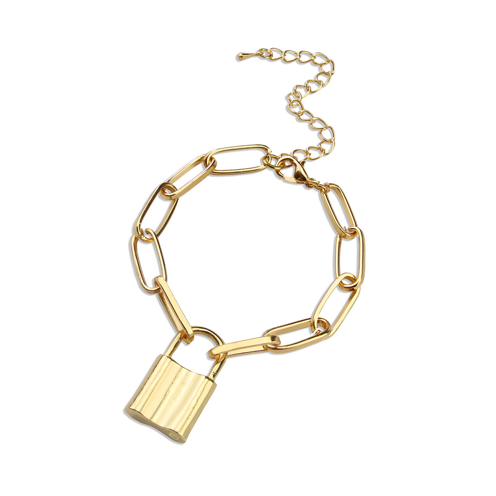 14K Gold-plated Locking Pendant Bracelet Female Punk Geometric Chunk Chain Bracelet Hip Hop Hasso Chain Cross Link Mother Day Gift, Golden;silver
14K Gold-plated Locking Pendant Bracelet Female Punk Geometric Chunk Chain Bracelet Hip Hop Hasso Chain Cross Link Mother Day Gift, Golden;silver
