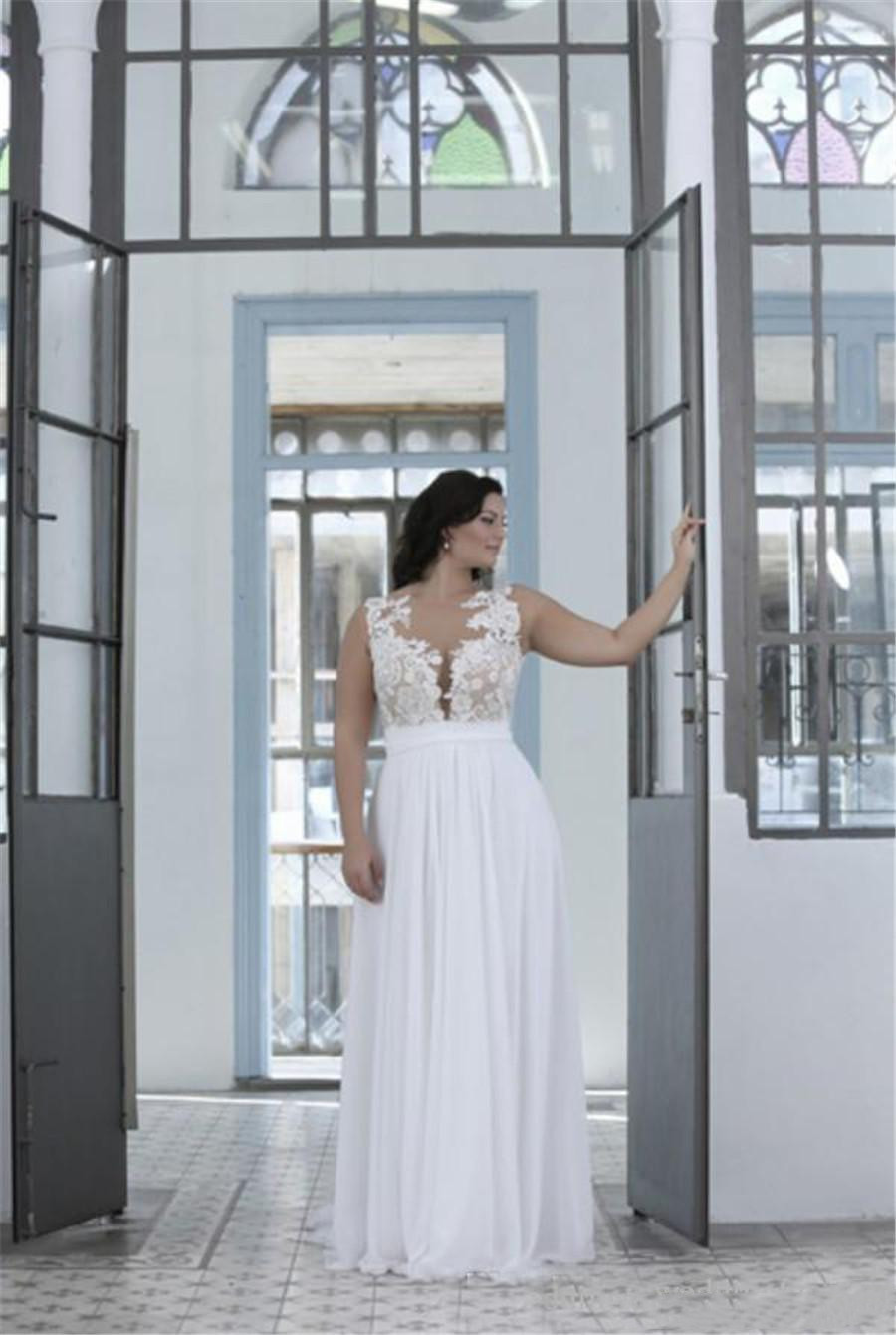 Plus Size Wedding Dresses deep V-Neck Spaghetti Appliqued Race Wedding Dress With tulle Custom Made Vestidos De Novia