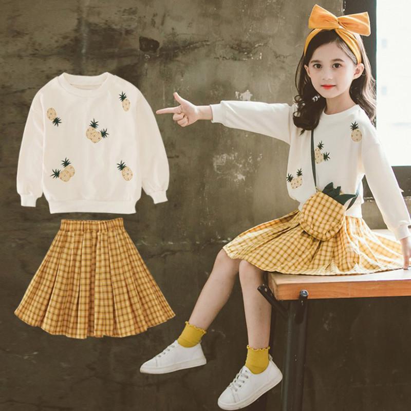 Autumn Kids Girls Clothes Set Pineapple Pattern Sweater + Plaid Ball Gown Dress 2pcs Long Sleeve Clothing Sets, Yellow
Autumn Kids Girls Clothes Set Pineapple Pattern Sweater + Plaid Ball Gown Dress 2pcs Long Sleeve Clothing Sets, Yellow
