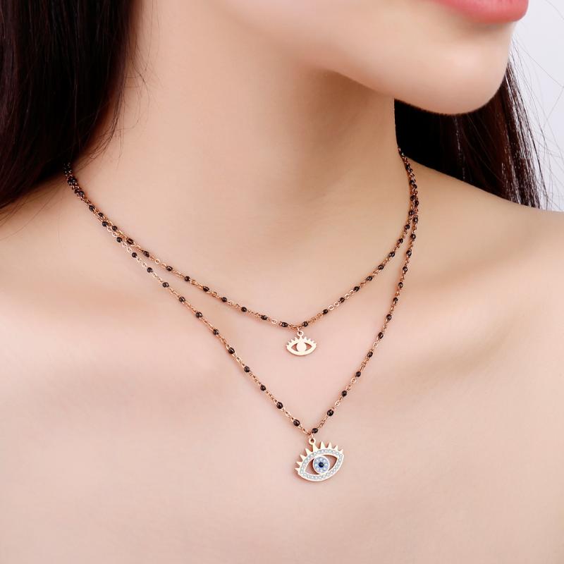 Chokers 2 Multilayer Crystal Pendant Necklace For Women Black Beads Chain Blue Evil Eye Choker Necklaces Jewelry 2021
Chokers 2 Multilayer Crystal Pendant Necklace For Women Black Beads Chain Blue Evil Eye Choker Necklaces Jewelry 2021