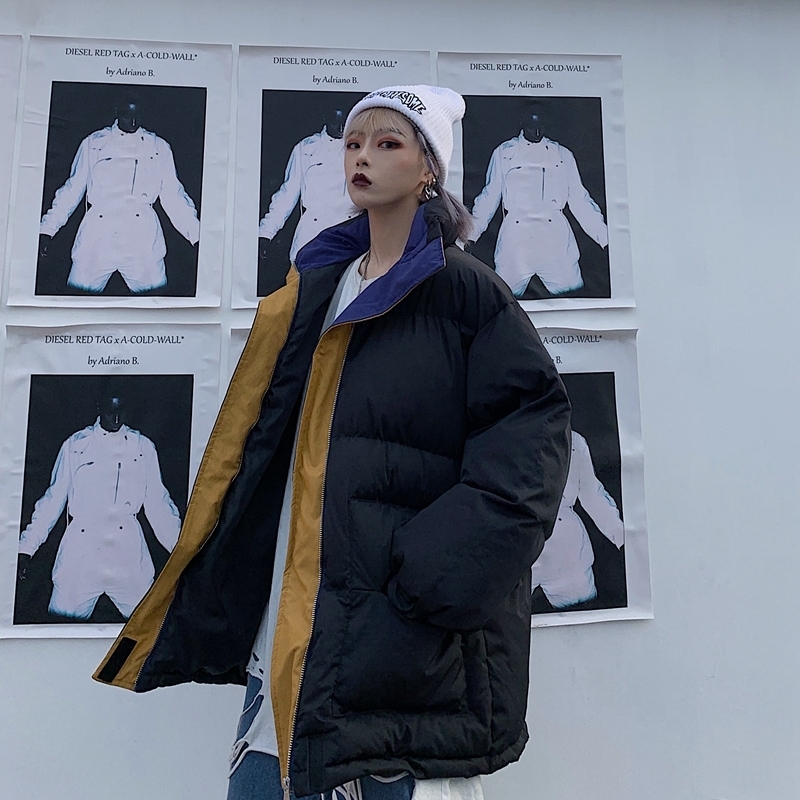 Winter -20 Oversize Jacket Female Coat Patchwork Windbreaker Women Padded Zipper Outwear Parka Thick Streetwear Overcoat Warm 201110wtt