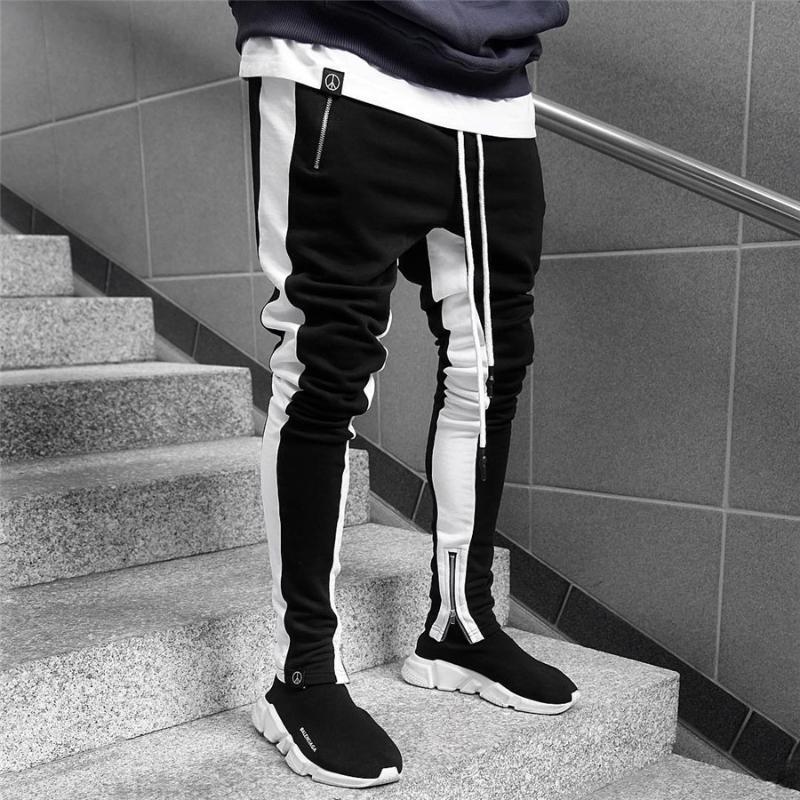 Running Pants Zipper Pocket Striped Sport Jogging Men Joggers Sports Tights Trousers Gym Training Men Clothing