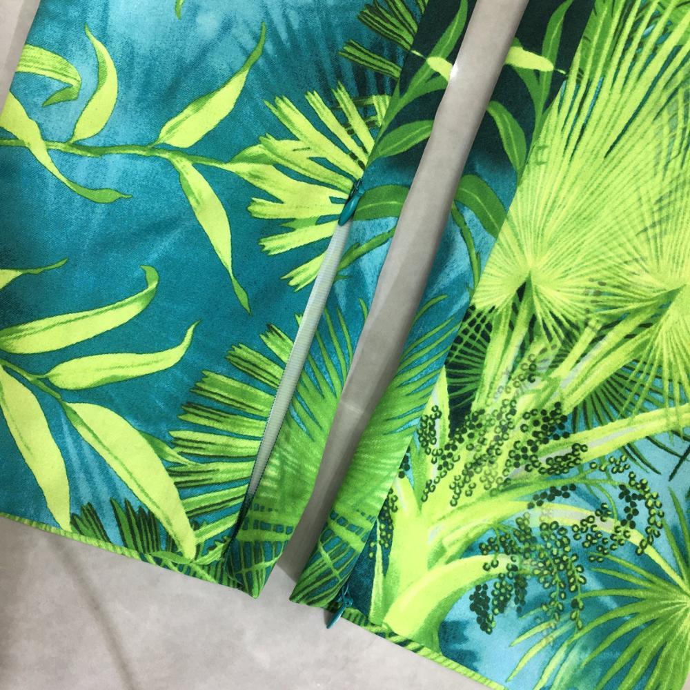 Summer Women's Two Piece Pants Blazer Coat Vintage Print Green Jungle Print Party Sets Vestidos 201007