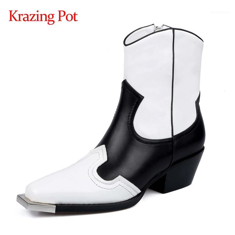 Krazing pot western boots real leather mixed colors classics square toe thick med heel zipper young lady mature ankle boots L501, Black
Krazing pot western boots real leather mixed colors classics square toe thick med heel zipper young lady mature ankle boots L501, Black