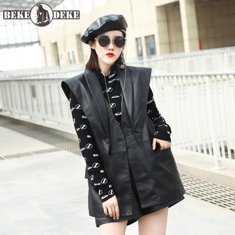 Genuine Leather Vest Women Slim Fit Detachable Collar Sleeveless Tank Waistcoat Real Sheepskin Jacket Office Ladies Elegant Coat, Black
Genuine Leather Vest Women Slim Fit Detachable Collar Sleeveless Tank Waistcoat Real Sheepskin Jacket Office Ladies Elegant Coat, Black