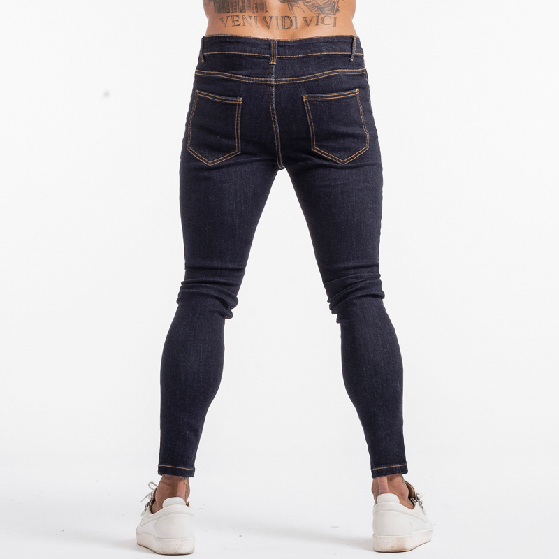 GINGTTO Men's Skinny Jeans Blue High Waist Classic Hip Hop Stretch Men Pants Cotton Comfortable Soft Full Length zm124 201112