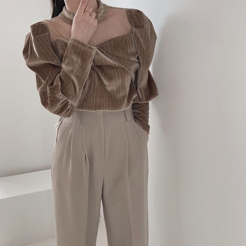 2021 New Elegant Women's Solid Turtlenecks Transparent Knitted Puff Sleeves Female Velvet Shirt Spring PRQM, Coffee
2021 New Elegant Women's Solid Turtlenecks Transparent Knitted Puff Sleeves Female Velvet Shirt Spring PRQM, Coffee