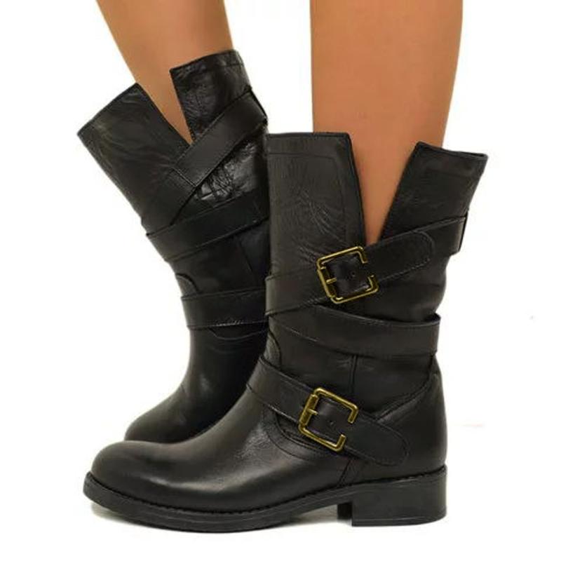 Punk Style Women's Cool Mid-Calf Boots Winter Retro Casual Leather Short Boot Motorcycle Female High Heel Shoes Buckle Strap, Black
Punk Style Women's Cool Mid-Calf Boots Winter Retro Casual Leather Short Boot Motorcycle Female High Heel Shoes Buckle Strap, Black