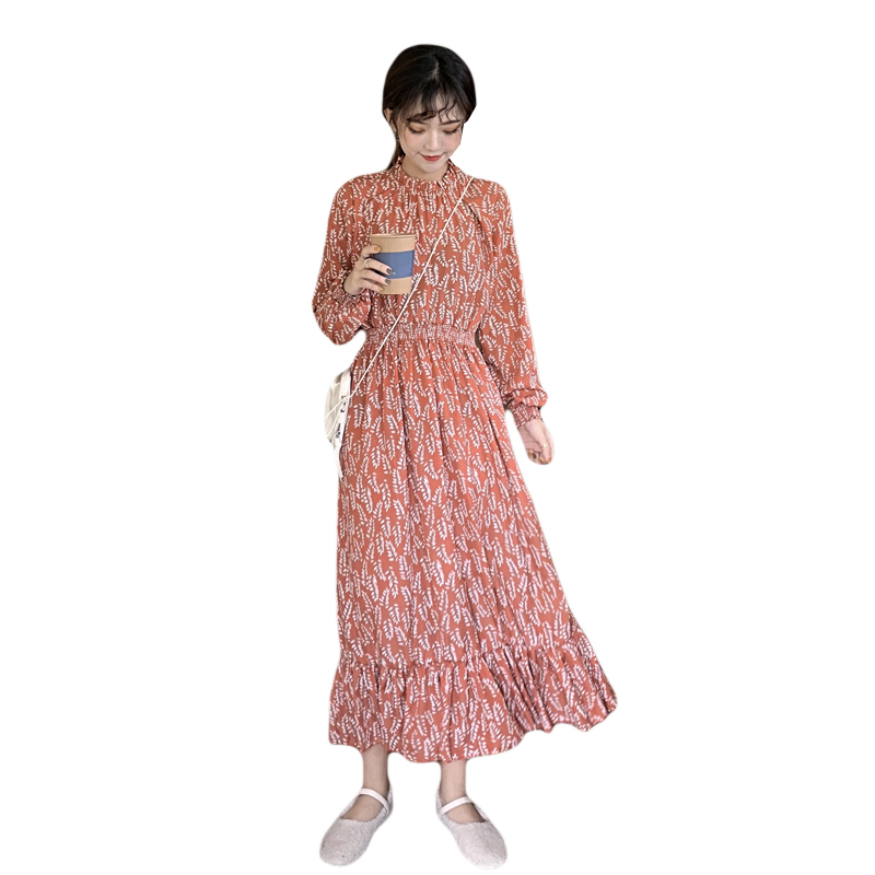 Women Chiffon Dress Vintage Floral Printed Long Sleeve Casual Loose Dresses Fashion Female Boho Vestidos 2020 Spring Summer T200526