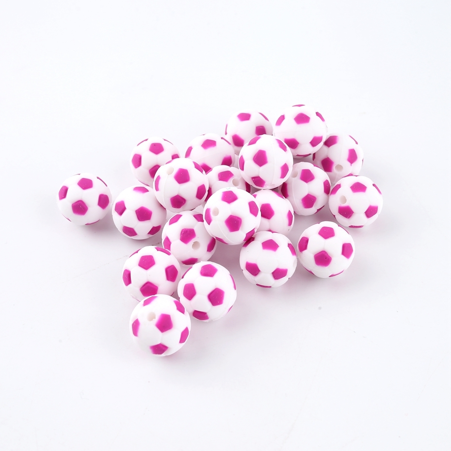 Bite Bites Small Football Silicone Beads 5PC DIY Pacifier Chain Jewelry Accessories Necklace Soccer Food Grade Silicone Teether Y1221