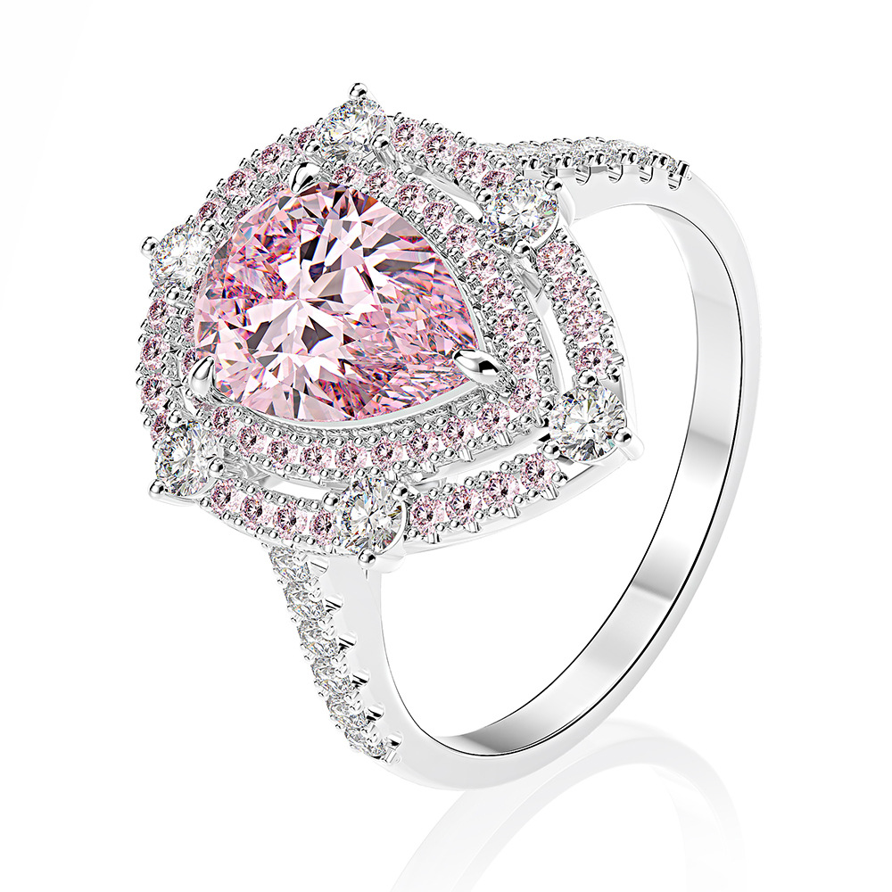 Water Drop Pink Lab Diamond Ring 925 Sterling Silver Jewelry Engagement Wedding Rings For Women Gemstones Gift
