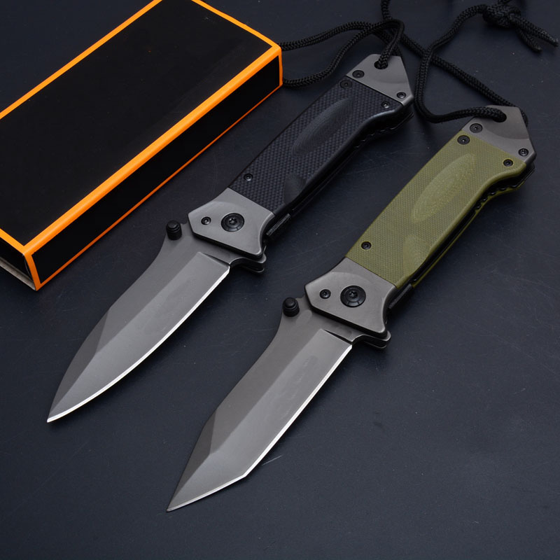Jefrey Collins Quality High DA35 Assisted Fast Open Tactical Flipper Folding knife 8Cr14Mov Gray Titanium Coated Blade G10 + Steel Handle EDC Knives +
