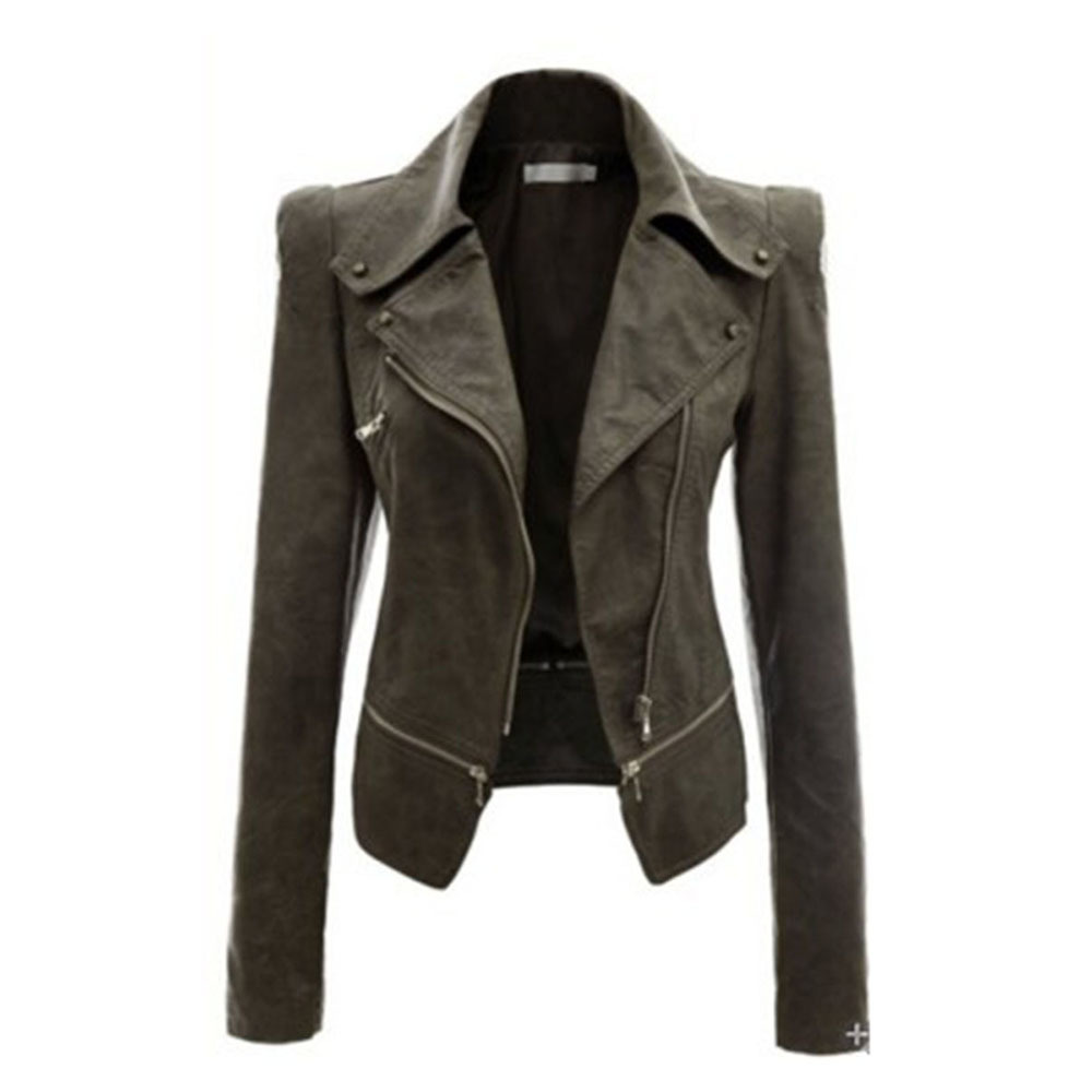 Autumn Women faux Leather Jacket Gothic Black moto jacket Zippers Long sleeve Goth Female PU Faux Leather Jackets 201226