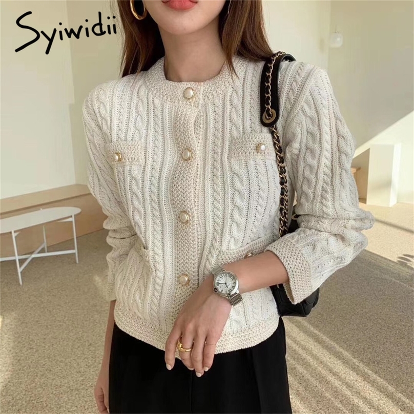 siyiwidii ribbed knitted cardigan sweater women autumn winter cropped sweaters female OL korean top chic winter clothes women 201222
