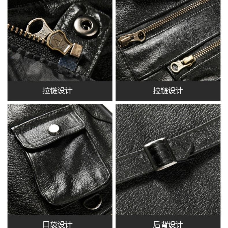 Cowhide Genuine Leather Vest Men Brown Waistcoat Male Sleeveless Jacket Thick Motorcycle plus size Vest Multi Pocket Zipper 201216