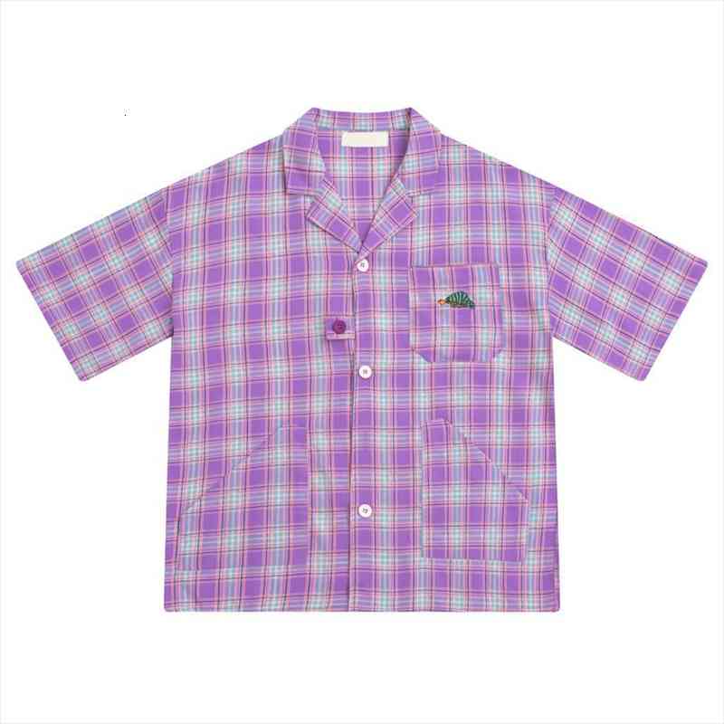Summer Women Loose Blouse Fashion Design Purple Plaid Printed Pockets Dinosaur Embroidery Short Sleeve Femme Shirt Top, White
Summer Women Loose Blouse Fashion Design Purple Plaid Printed Pockets Dinosaur Embroidery Short Sleeve Femme Shirt Top, White