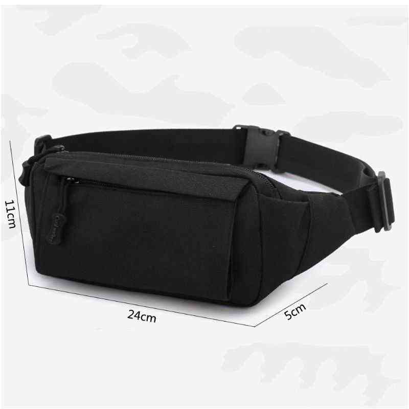 High Quality Men Fanny Pack Chest Shoulder Bag with 3 Pockets Nylon Minitary Waist Bag Zipper Belt Bag Black/Khaki 220112