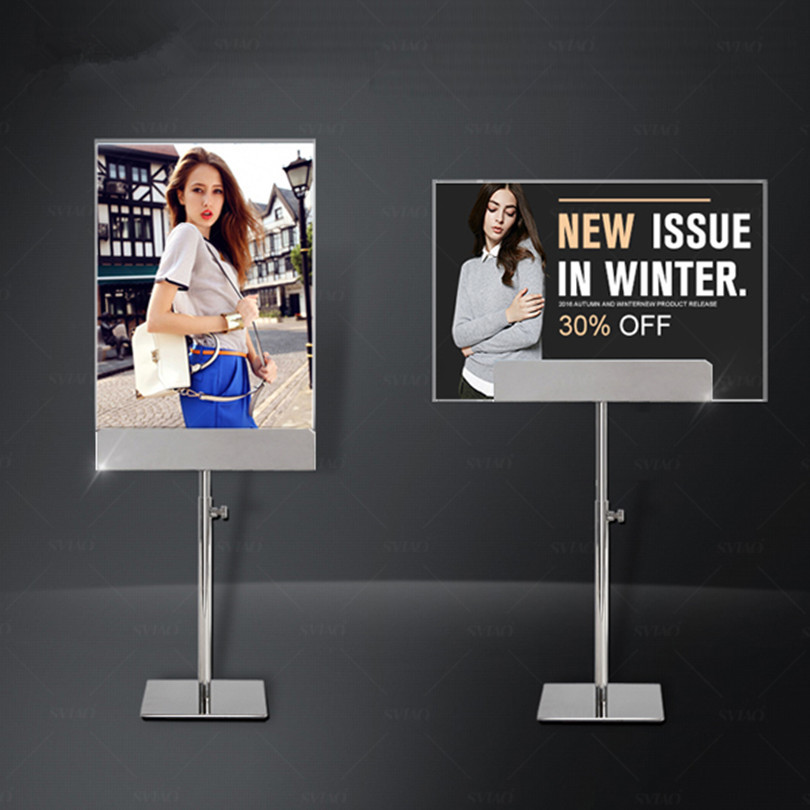 A4 Double-Sided Table Acrylic Metal Frame Pedestal Poster Paper Advertising Sign Holder POP Stand Boards for Exhibition