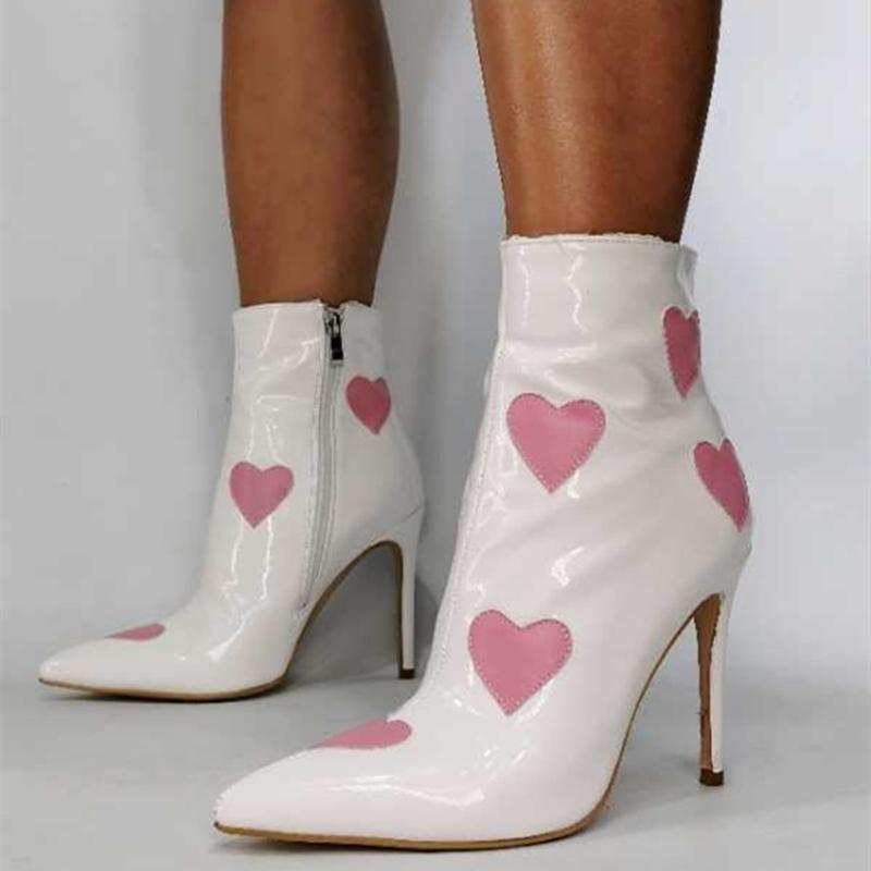 Customized Big Size 43 Cute Heart-Shaped Pointed Toe Women Ankle Boots All Season Casual Shoes Boots Side Zip Thin High Heel, White
Customized Big Size 43 Cute Heart-Shaped Pointed Toe Women Ankle Boots All Season Casual Shoes Boots Side Zip Thin High Heel, White