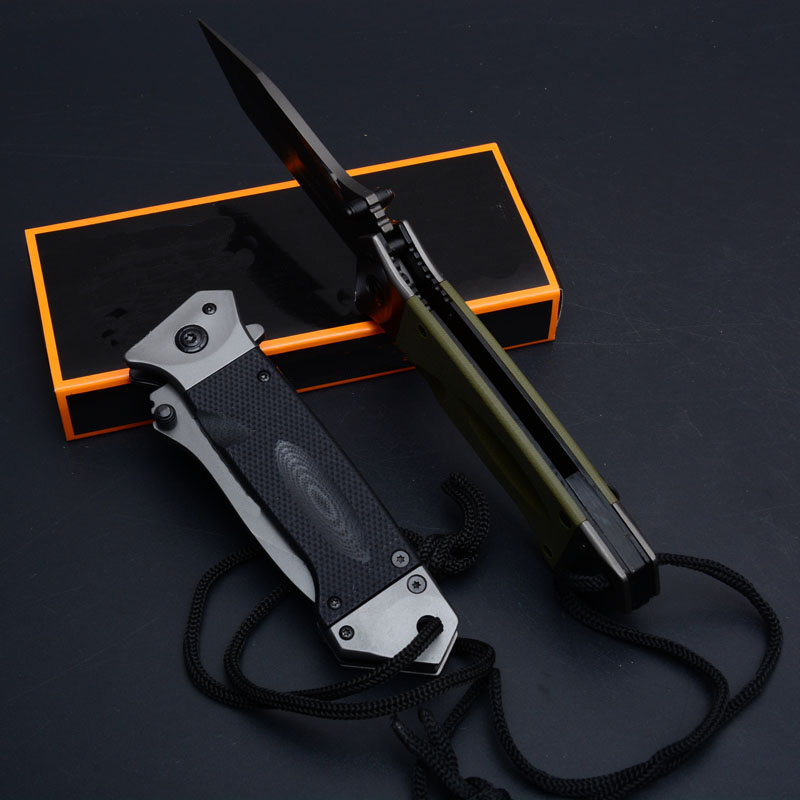 Jefrey Collins Quality High DA35 Assisted Fast Open Tactical Flipper Folding knife 8Cr14Mov Gray Titanium Coated Blade G10 + Steel Handle EDC Knives +