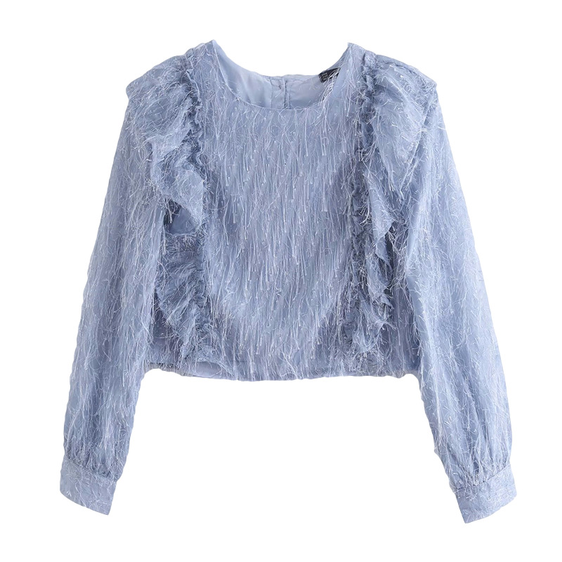 2021 New Elegant Women Blue Faux Fur Shirts Fashion Ladies O-neck Ruffles Tops Sweet Female Streetwear Button Blouse Chic Girl Shir Wgg1
2021 New Elegant Women Blue Faux Fur Shirts Fashion Ladies O-neck Ruffles Tops Sweet Female Streetwear Button Blouse Chic Girl Shir Wgg1