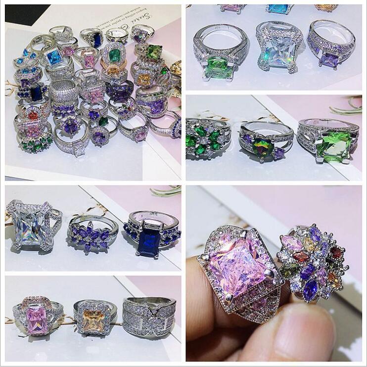 Mix 925 Silver Plated Gemstone Rings With Side Stones Super Shining Colorful Zircon Stone Micro pave Zirconia Finger Ring for Women Bulk Wholesale
Mix 925 Silver Plated Gemstone Rings With Side Stones Super Shining Colorful Zircon Stone Micro pave Zirconia Finger Ring for Women Bulk Wholesale