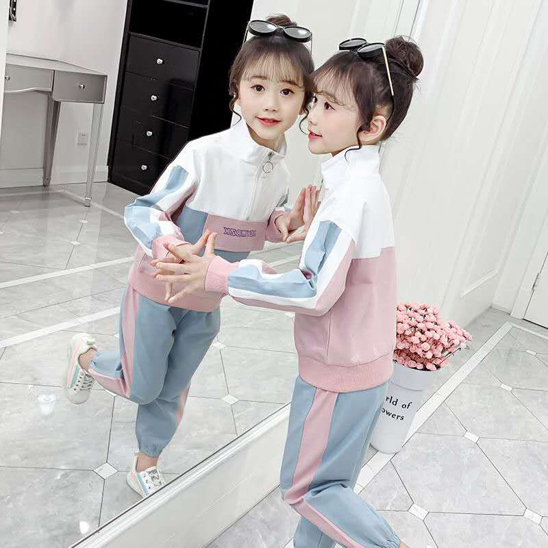 Girl Sports Suit 2020 Autumn Outfit Sets for Girls Coat +pants 2pcs Children Clothing Kids Clothes Baby Girls Spring OutwearX1019