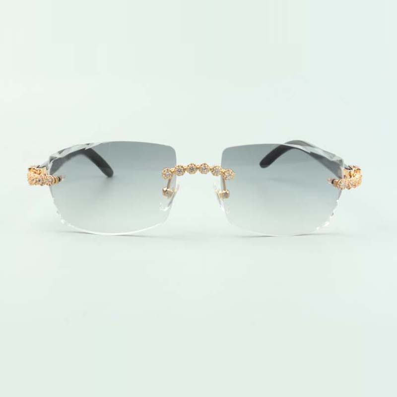 Bouquet Diamond buffs Sunglasses 3524015 with Natural black buffalo horn glasses and cut Lens 3.0 Thickness