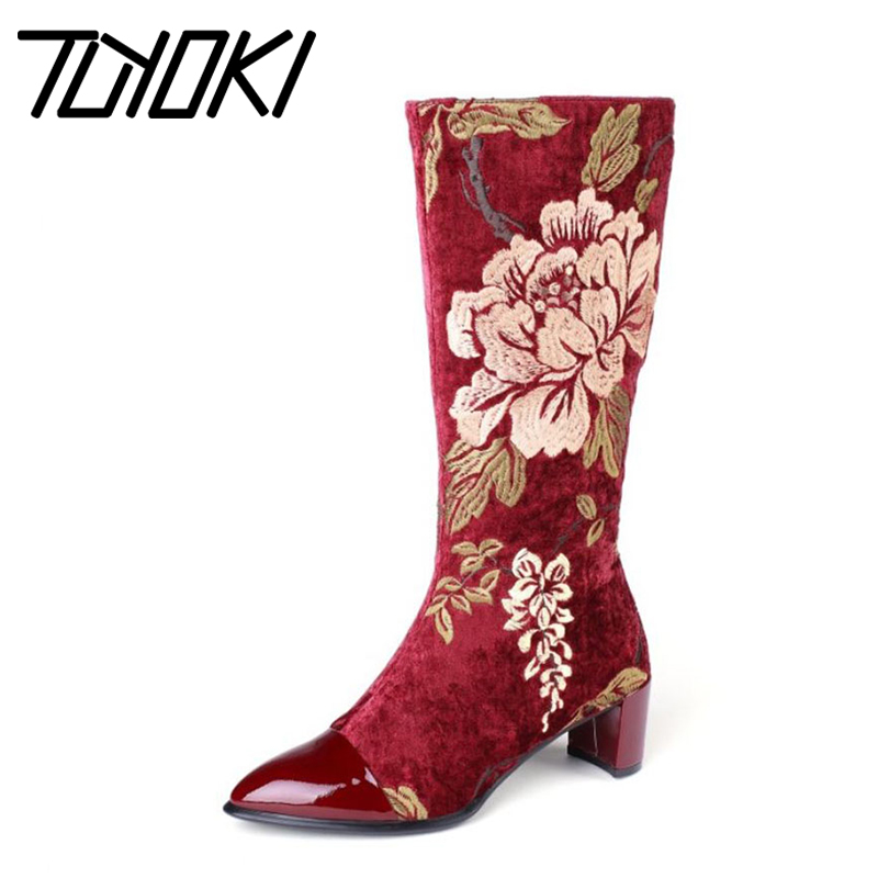 Tuyoki Mid Calf Boots Women Real Leather Casual Zipper High Heels Winter Warm Fur Shoes Women Flowers Footwear Size 34-43, Red
Tuyoki Mid Calf Boots Women Real Leather Casual Zipper High Heels Winter Warm Fur Shoes Women Flowers Footwear Size 34-43, Red