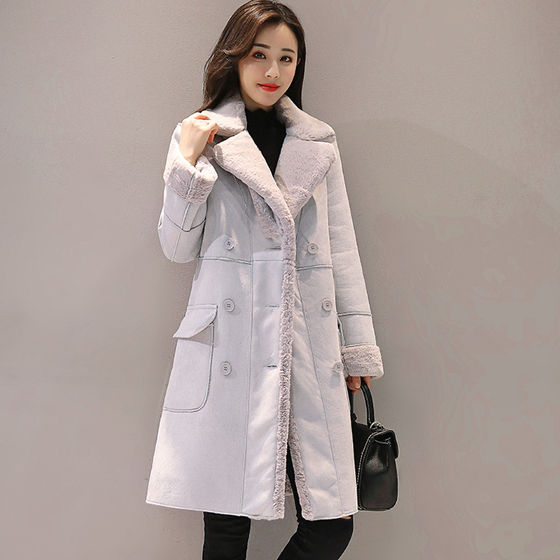 Women Suede Fur Winter Coat New Fashion Thick Faux Sheepskin Long Jacket Overcoat Female Solid Warm Trench T200915 B4